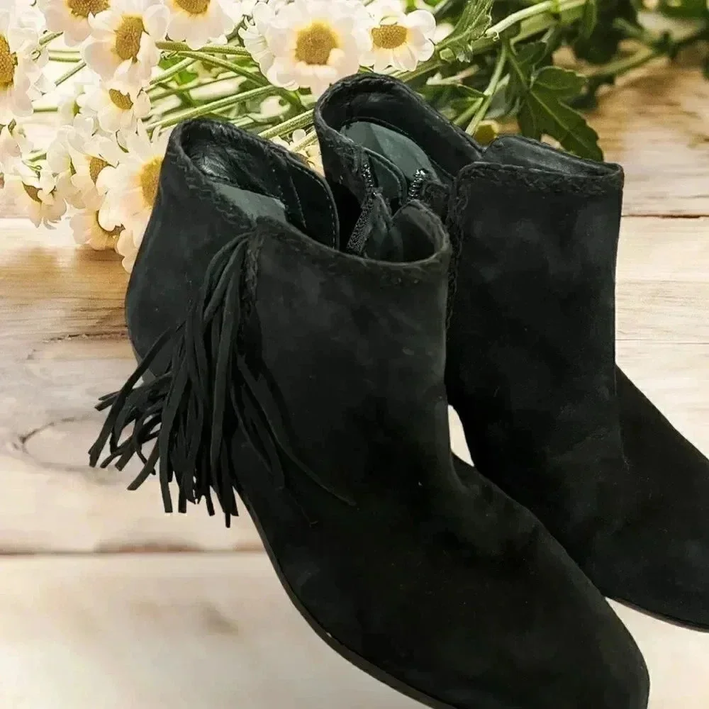 Sam Edelman black suede fringe booties size 7/37 EUC Style “Paige” - Picture 7 of 16